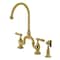 Kingston Brass Bridge Kitchen Faucet with Brass Sprayer, Brushed Brass KS7797BALBS - alternate 1